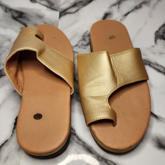 KESCHSER WOMENS GOLDEN TAN  PLATFORM SANDALS SIZE 36 - Picture 7 of 8